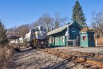 DL 3000 leads PO-74 past the ex-Lackawanna passenger depot in Cresco, PA